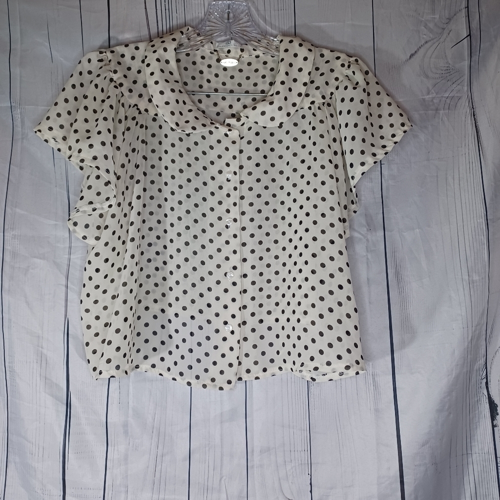 Ali & Kris Cropped Polka Dot Blouse - Black and Cream